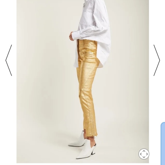 gold leather pants
